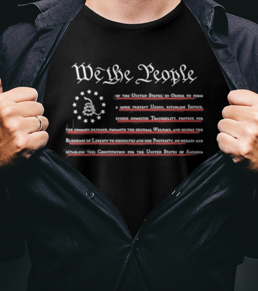 We The People Constitution Text And Betsy Ross Flag T-Shirt