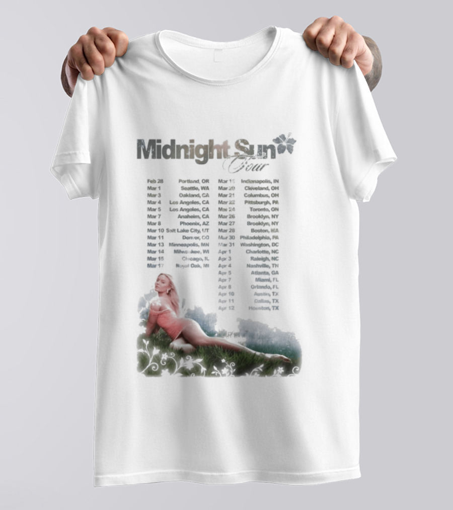 Midnight Sun Tour 2026 Zara Larsson Concert Locations T-Shirt