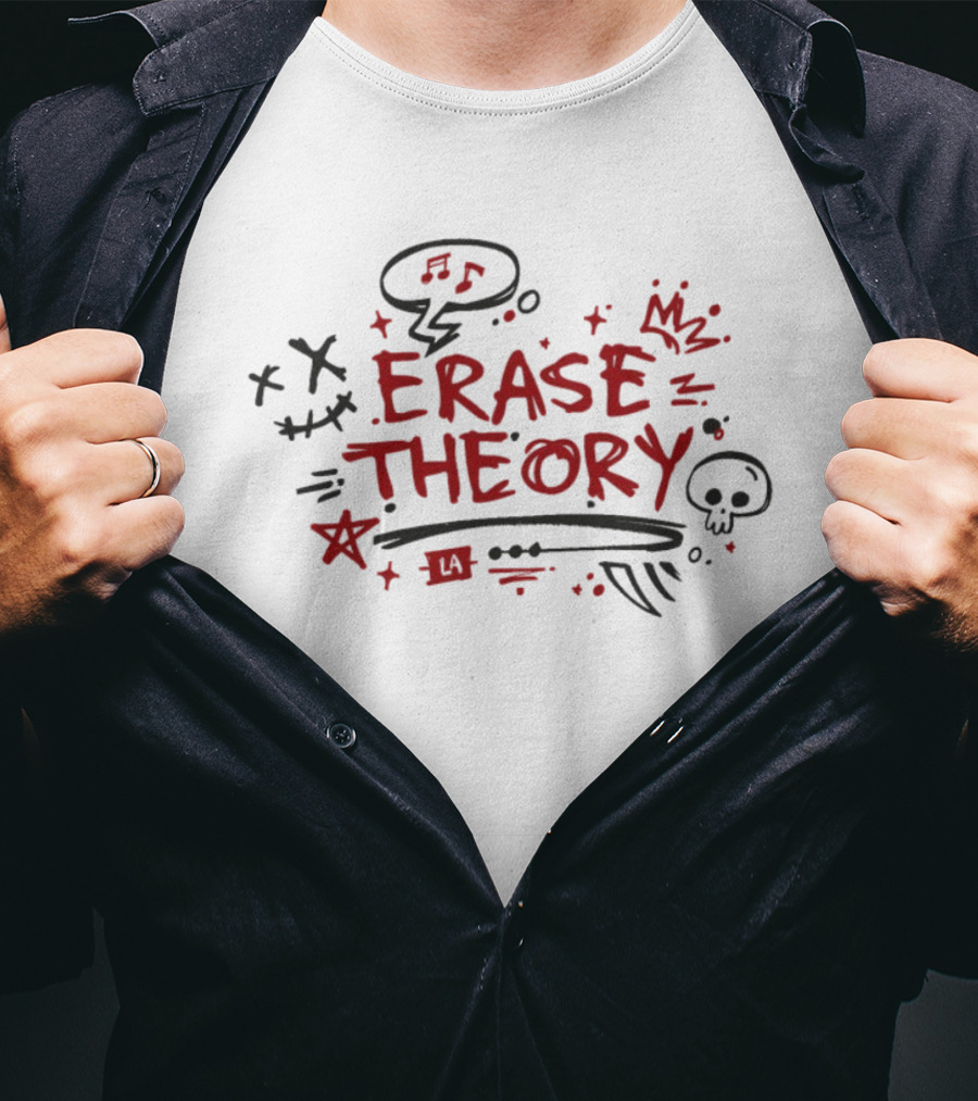 Erase Theory LA Skull Star Music Notes Expression T-Shirt