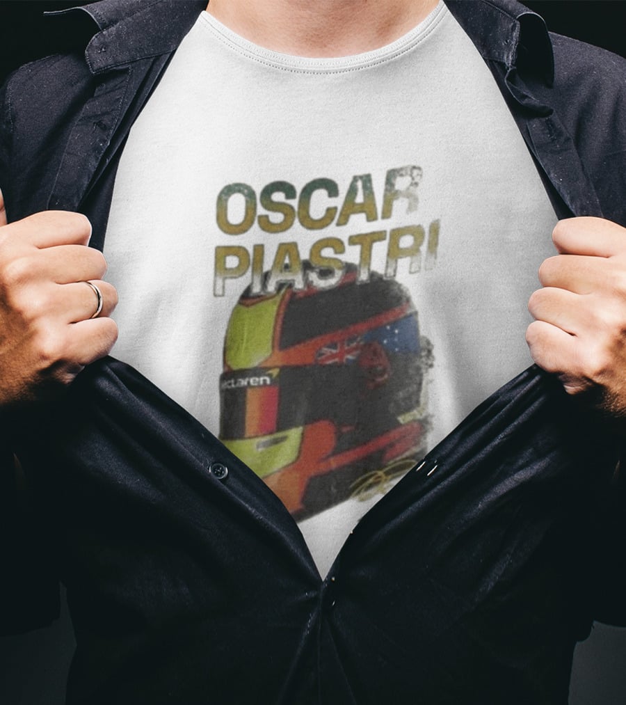 Oscar Piastri McLaren Helmet Design Racing Memorabilia T-Shirt