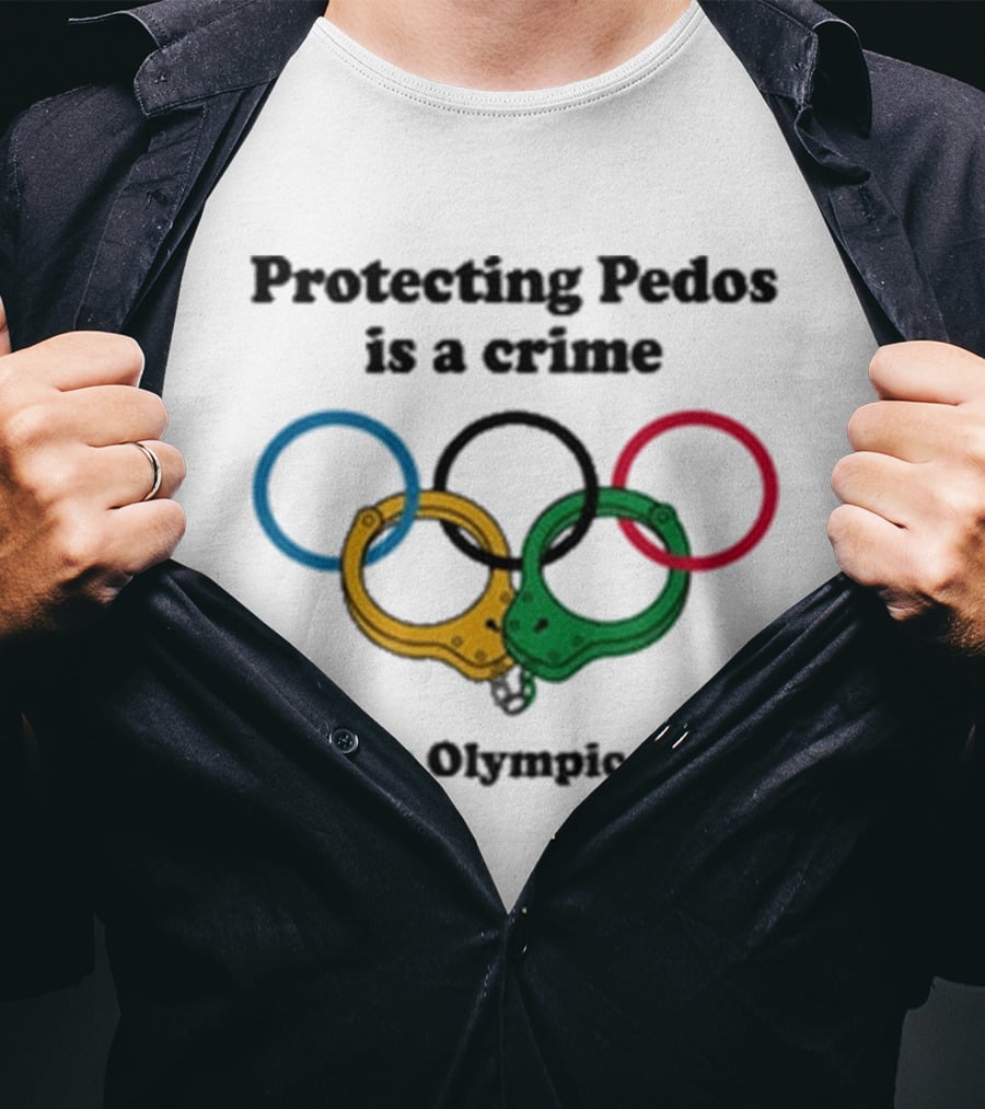 Protecting Pedos Is A Crime Not An Olympic Sport Handcuffs Rings T-Shirt