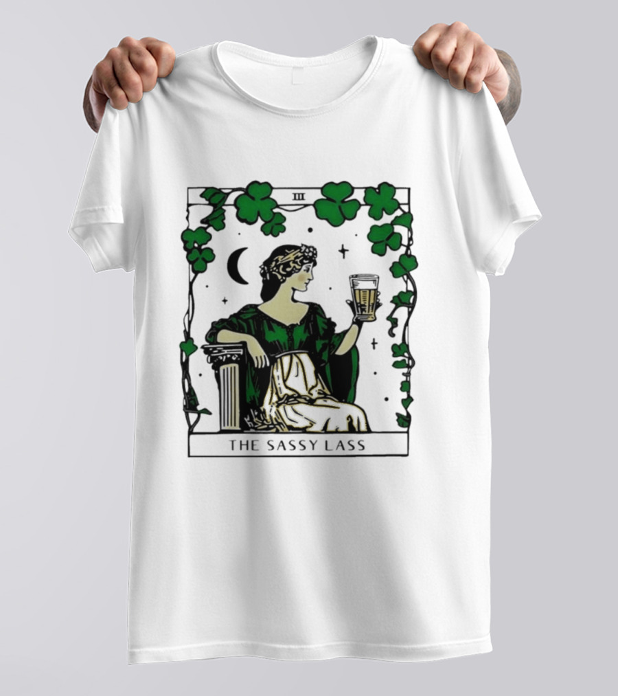 The Sassy Lass St Patrick's Day Tarot Card Clover Moon T-Shirt