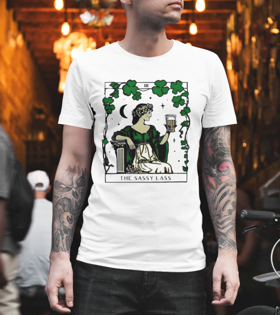 The Sassy Lass St Patrick's Day Tarot Card Clover Moon T-Shirt
