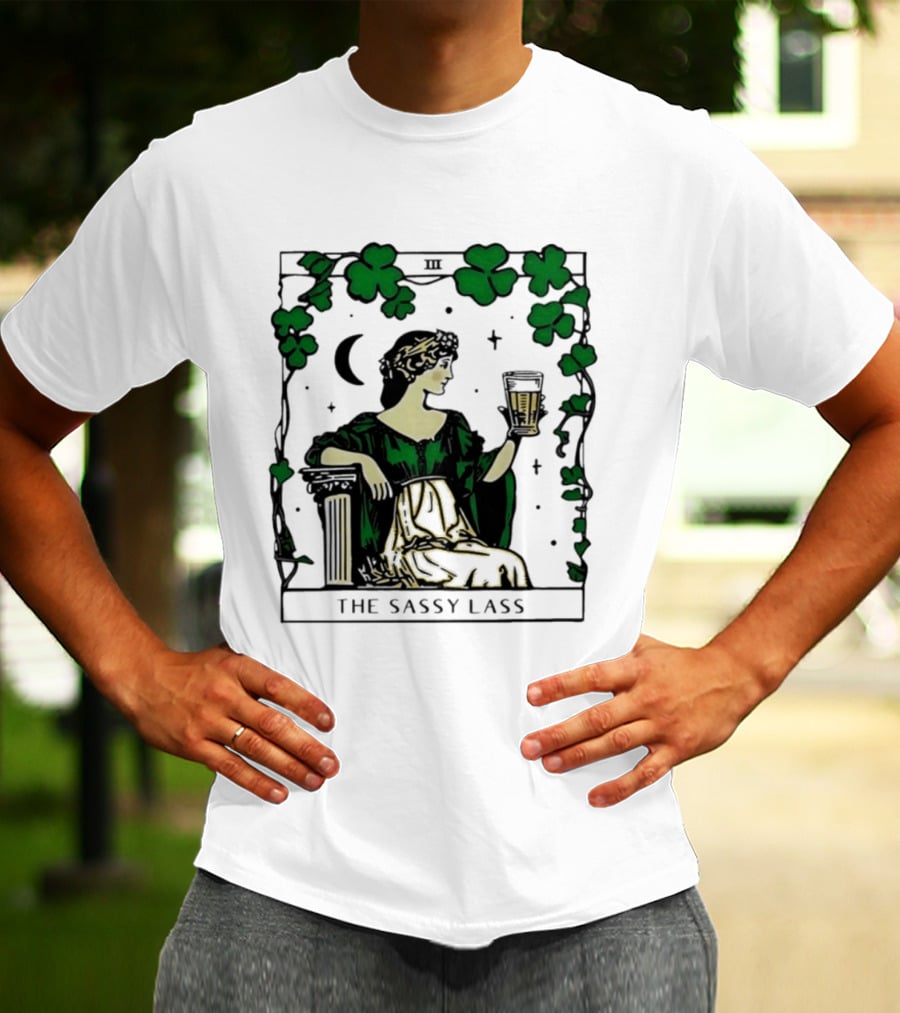 The Sassy Lass St Patrick's Day Tarot Card Clover Moon T-Shirt