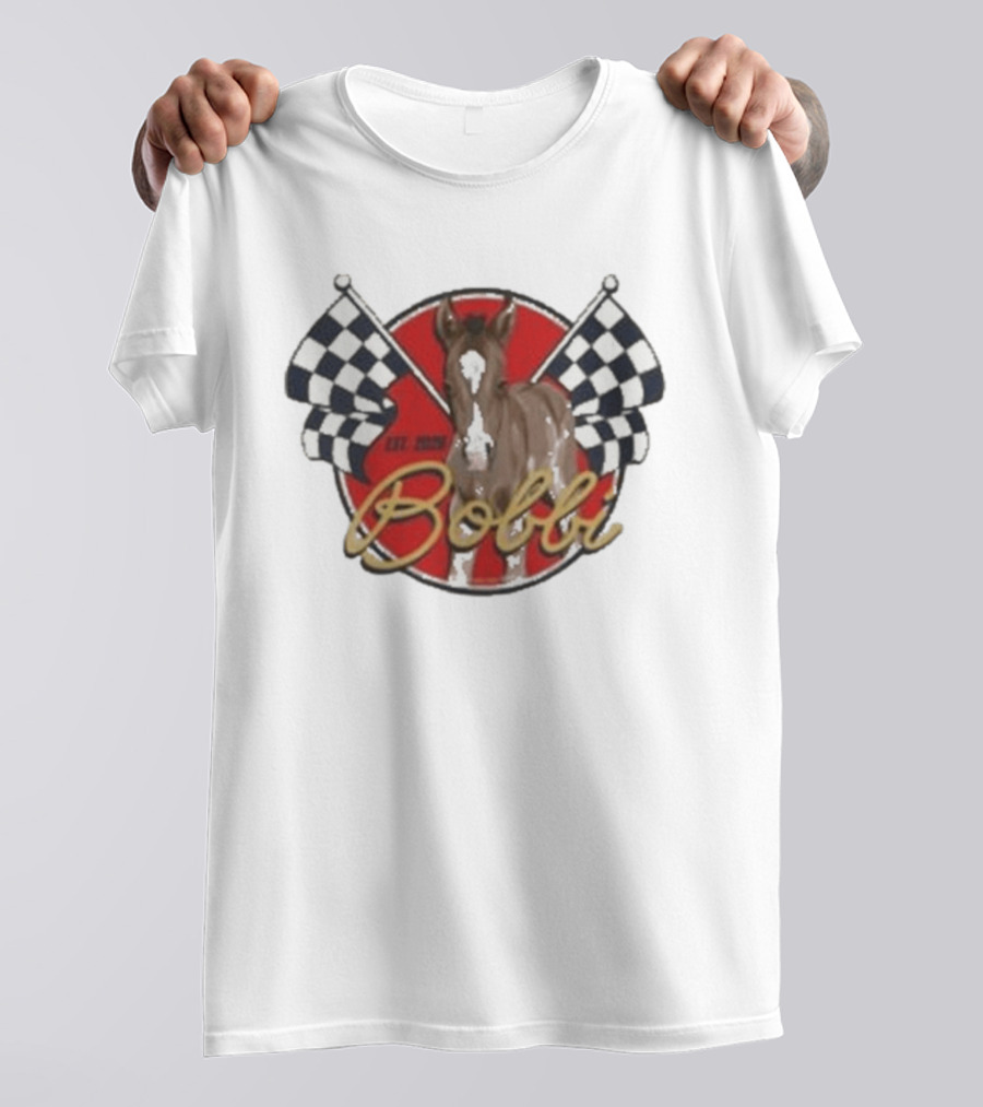 Bobbi Established 2023 Checkered Flags Horse Racing T-Shirt