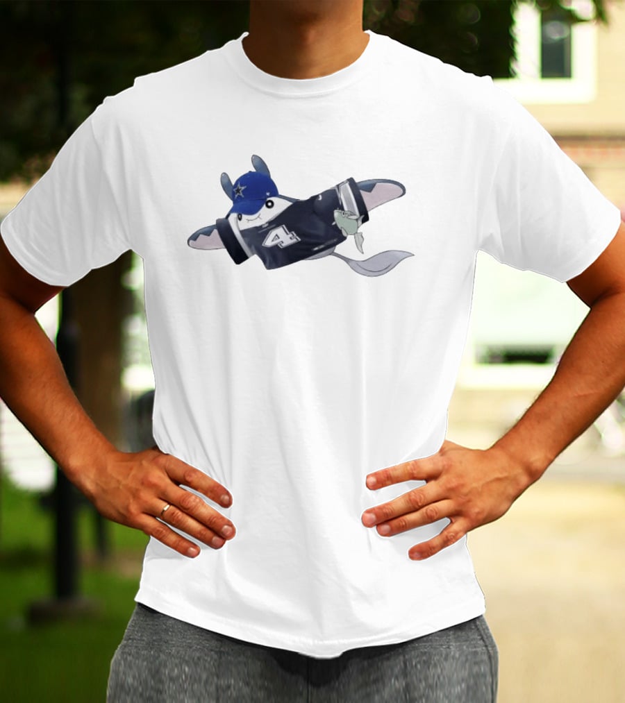 Mantine Pokemon Wearing Dak Prescott Dallas Cowboys Jersey And Hat T-Shirt