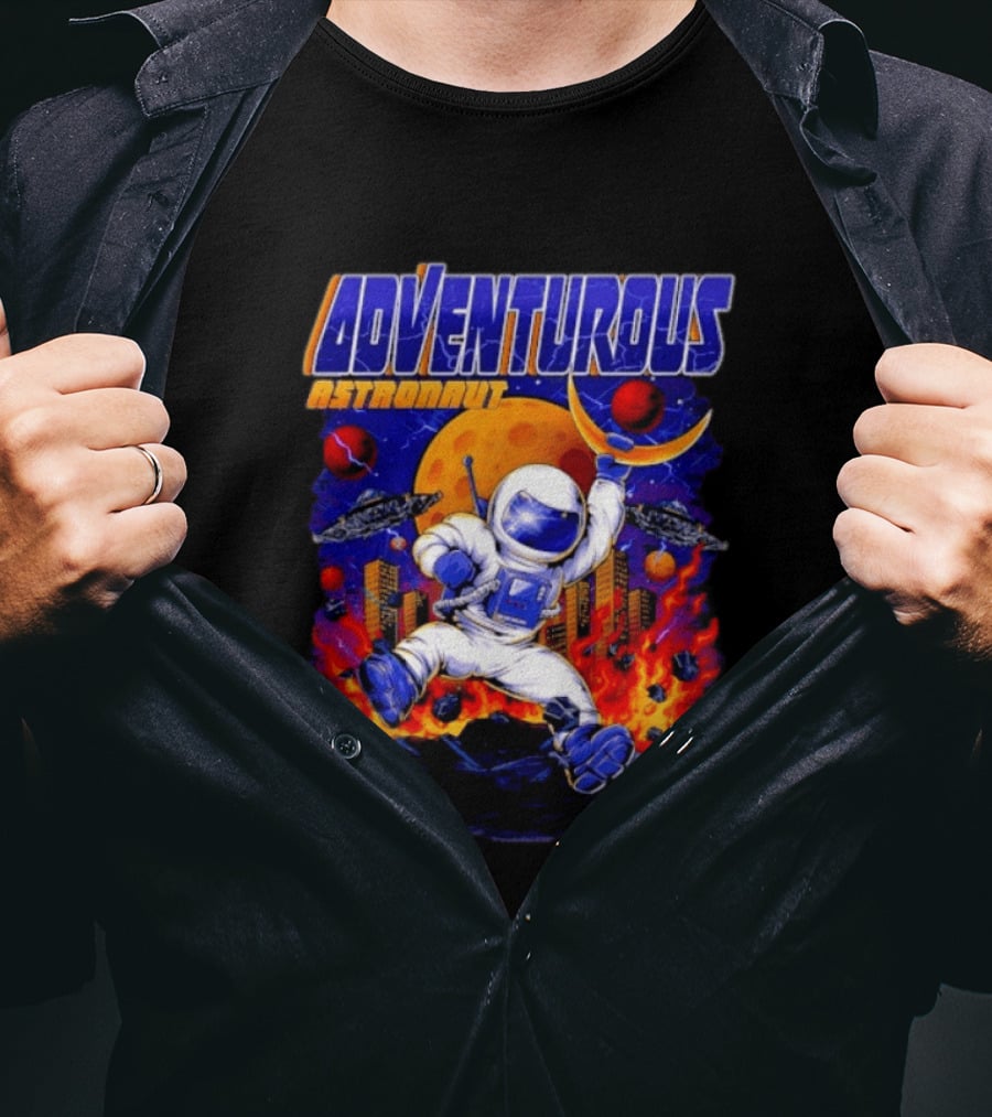 Adventurous Astronaut Moon Adventure Galaxy Exploration Space Suit T-Shirt