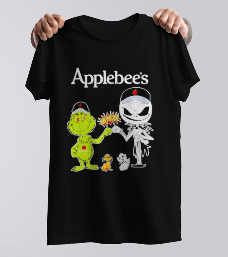 Applebee's Grinch And Jack Skellington Fist Bump Halloween Bash T-Shirt