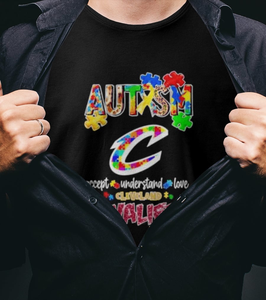 Autism Accept Understand Love Cleveland Cavaliers Puzzles T-Shirt