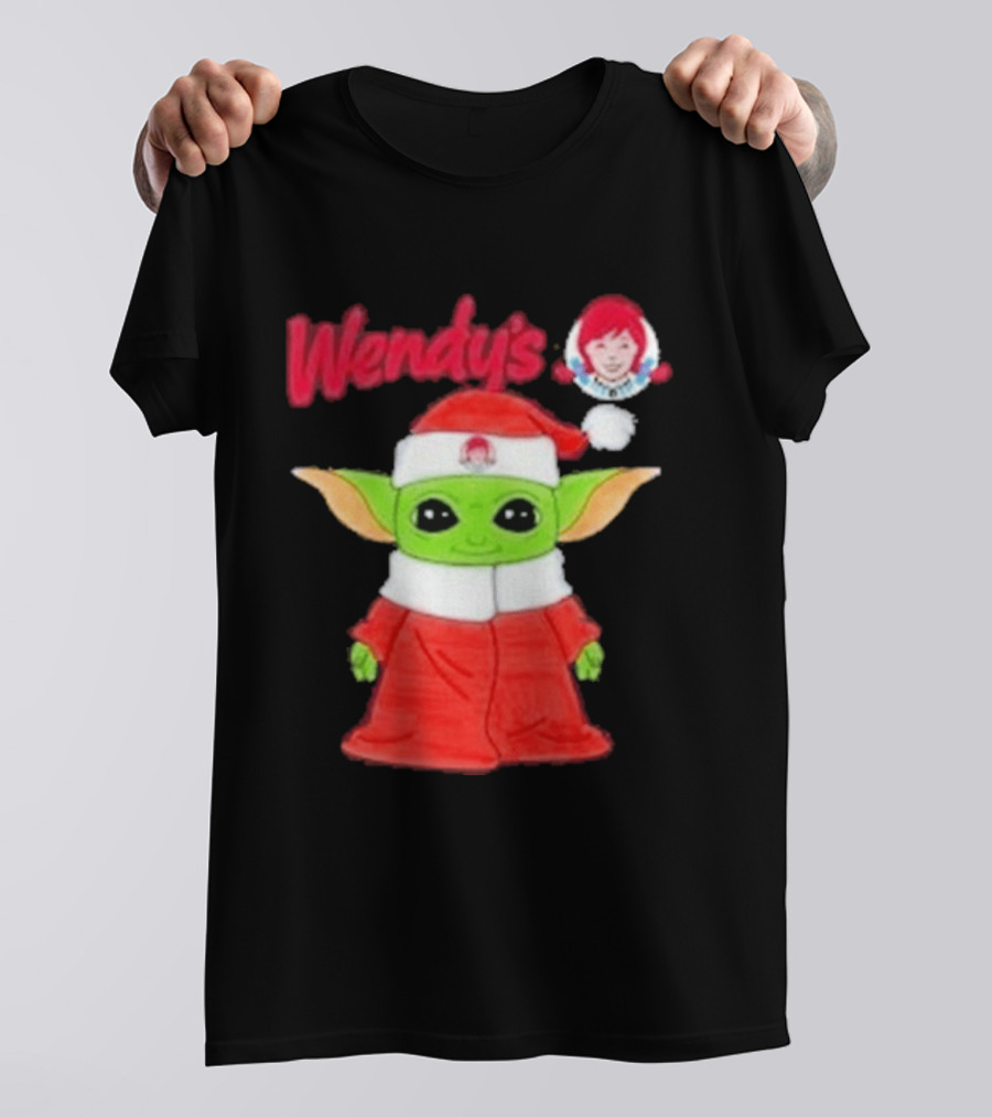 Wendy's Baby Yoda Santa Christmas T-Shirt