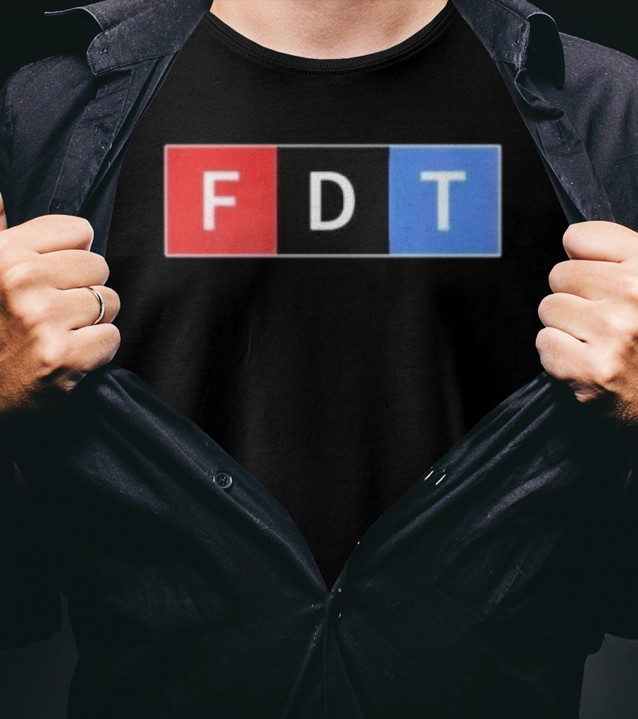 FDT Anti Trump Red Black Blue Block Letters T-Shirt