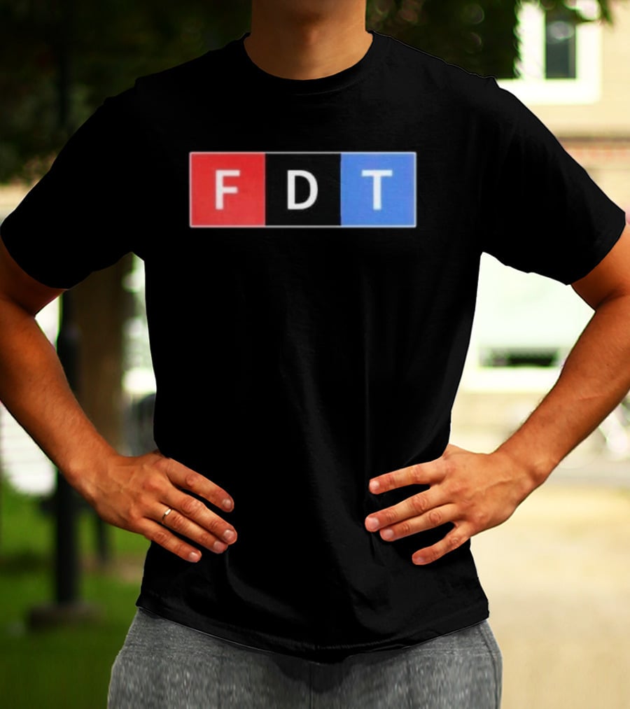 FDT Anti Trump Red Black Blue Block Letters T-Shirt