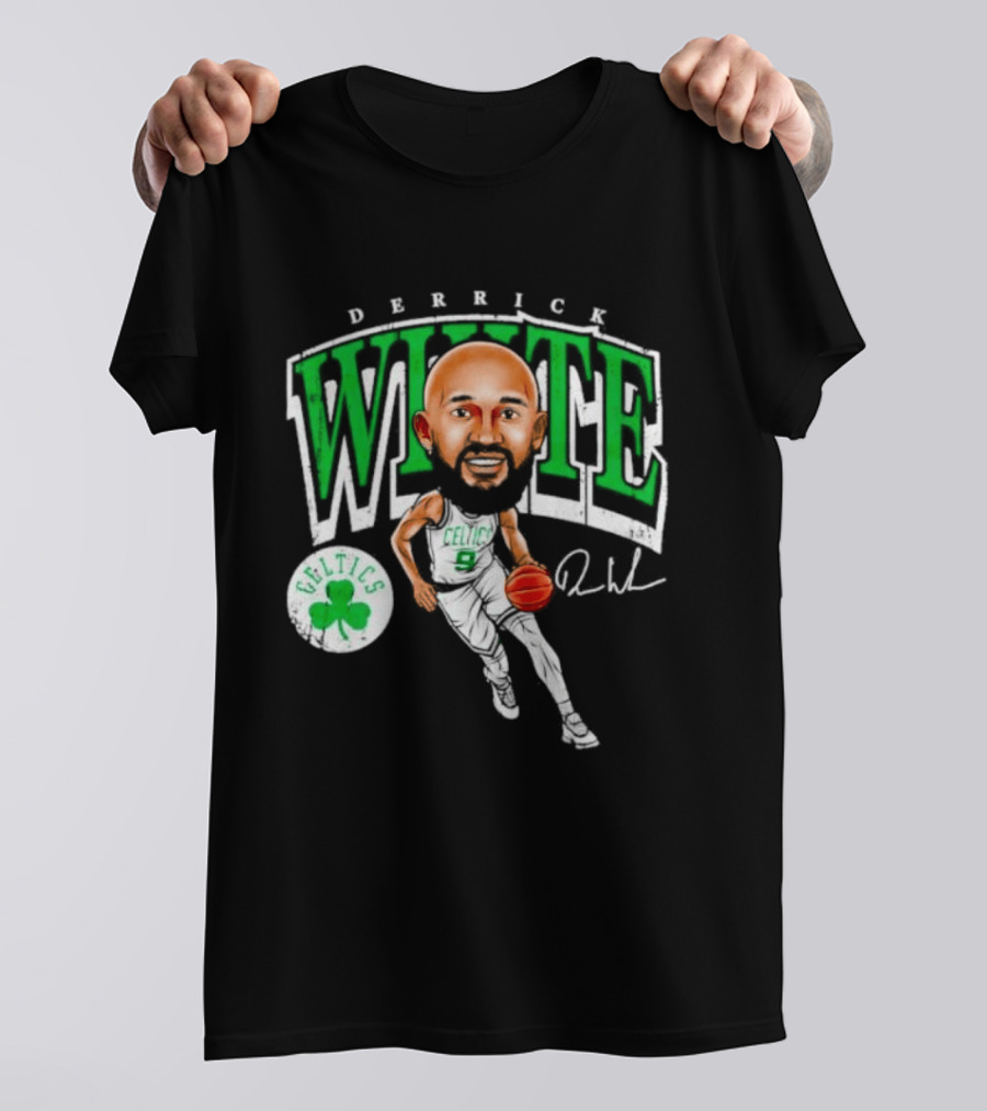 Derrick White Celtics Basketball 9 Signature Cartoon T-Shirt