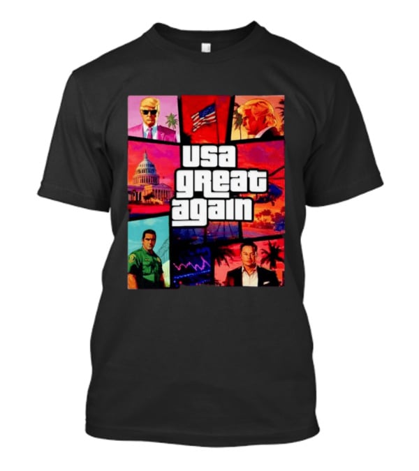 Donald Trump Elon Musk USA Great Again Capitol Flag T-Shirt