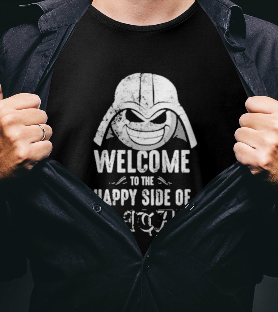 Welcome To The Happy Side Of Metal Darth Smiley T-Shirt