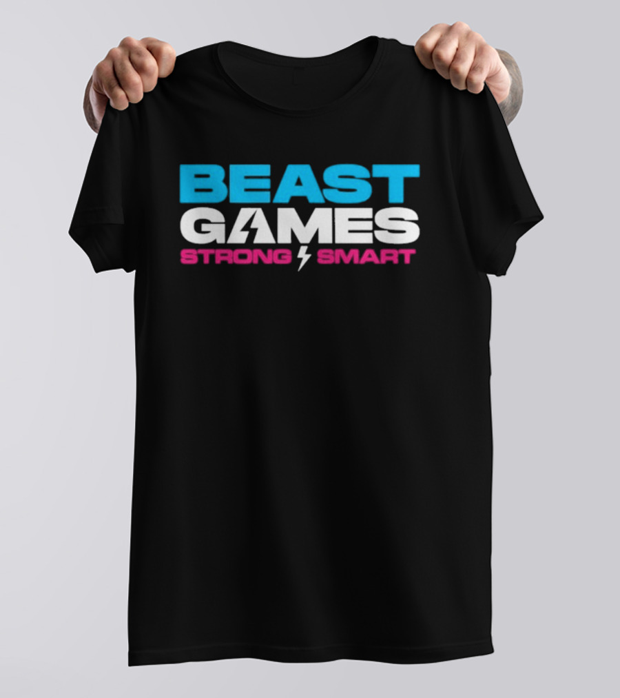 Beast Games Strong Smart MrBeast Lightning Bolt T-Shirt