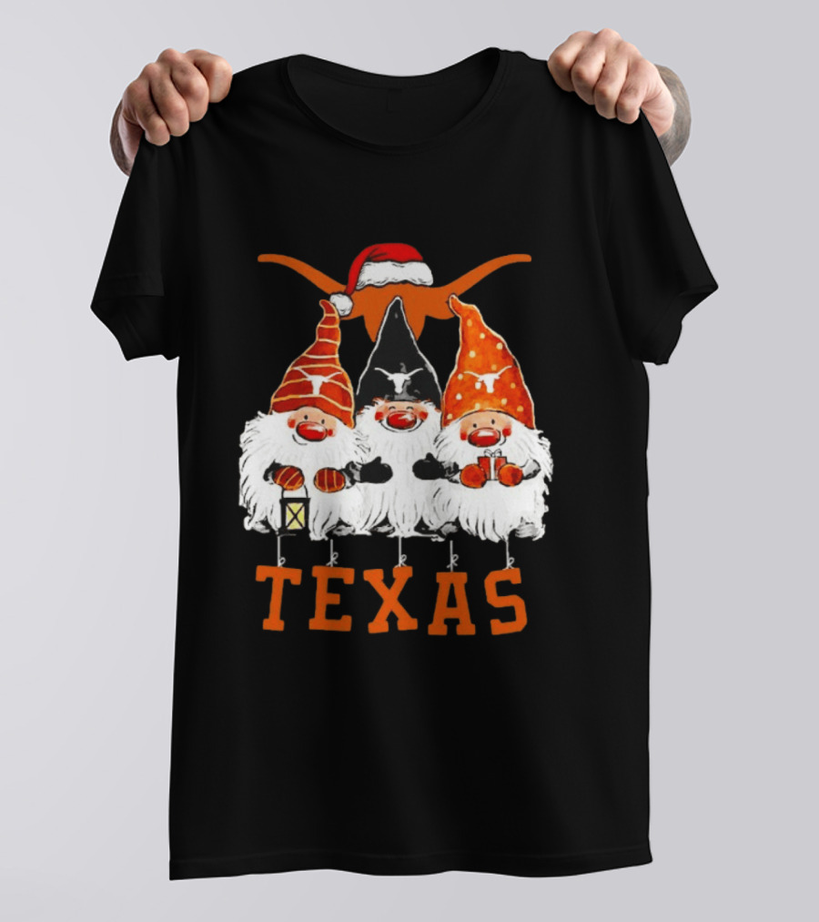 Texas Longhorns Christmas Gnomes Festive Decor T-Shirt