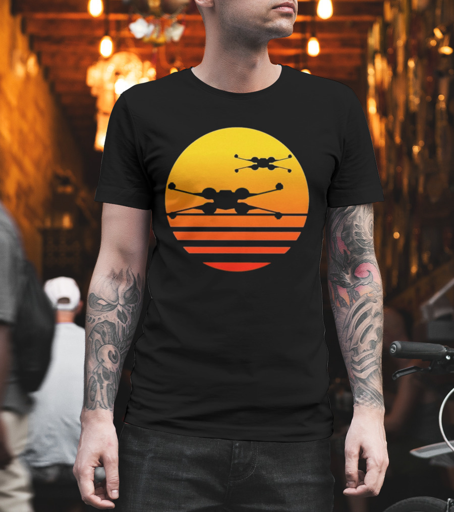 Ctrljoy X Wing Sunset Retro Sci Fi Aesthetic T-Shirt