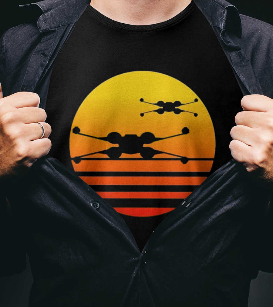 Ctrljoy X Wing Sunset Retro Sci Fi Aesthetic T-Shirt
