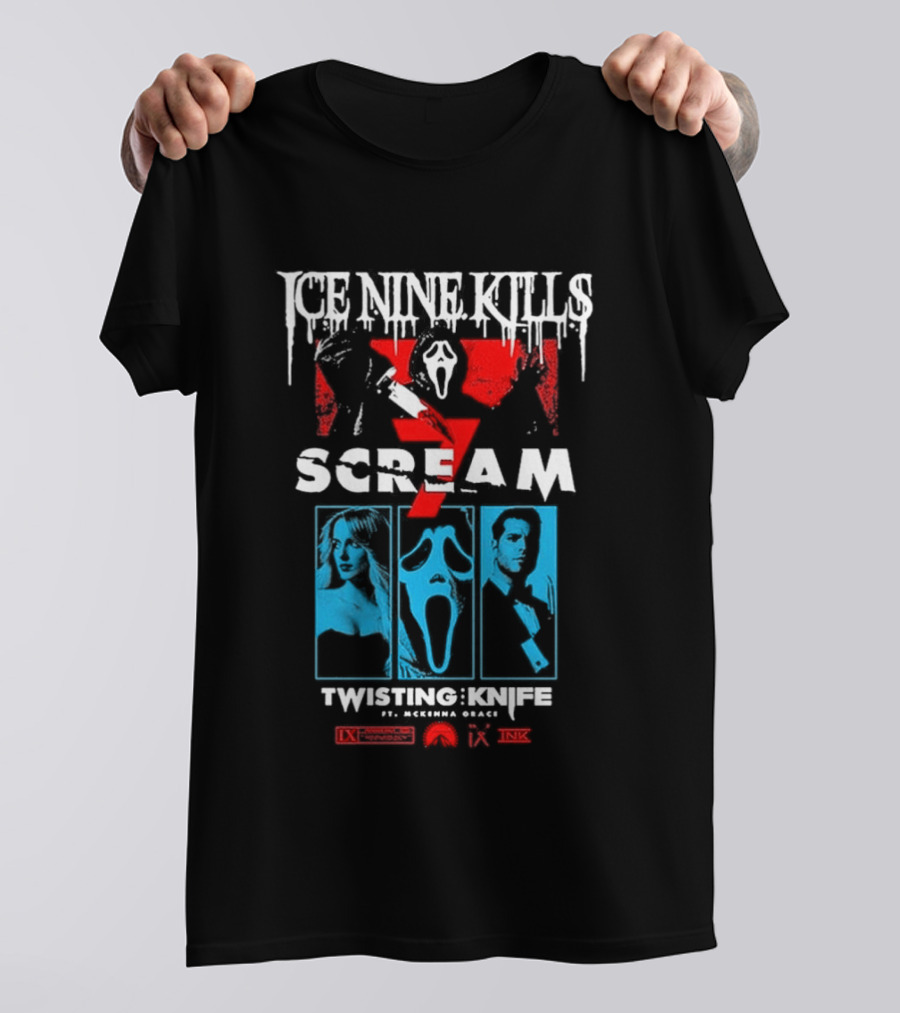 Ice Nine Kills Scream 7 Ghostface Twisting Knife Curtain Call T-Shirt