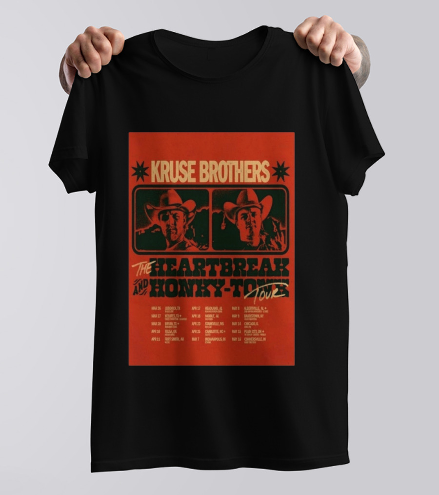 Kruse Brothers Heartbreak And Honky Tonk Tour 2026 Concert Dates T-Shirt
