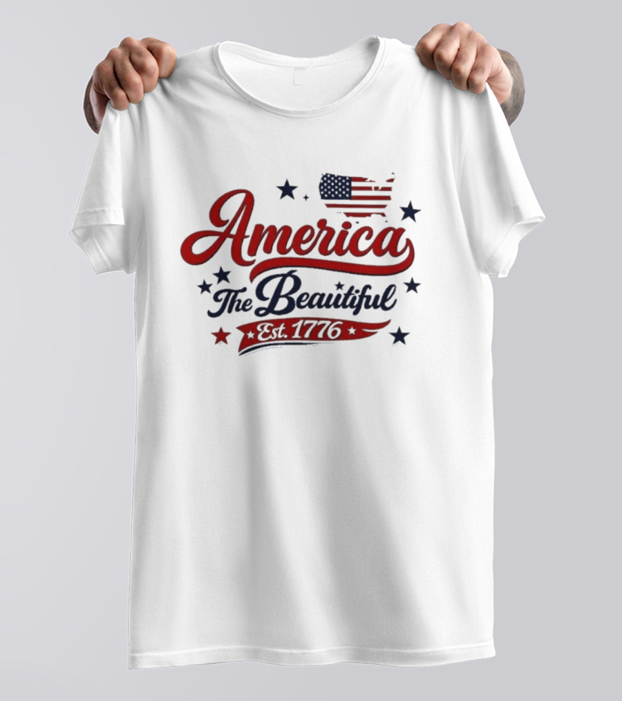 America The Beautiful Est 1776 Flag Stars Patriotic T-Shirt