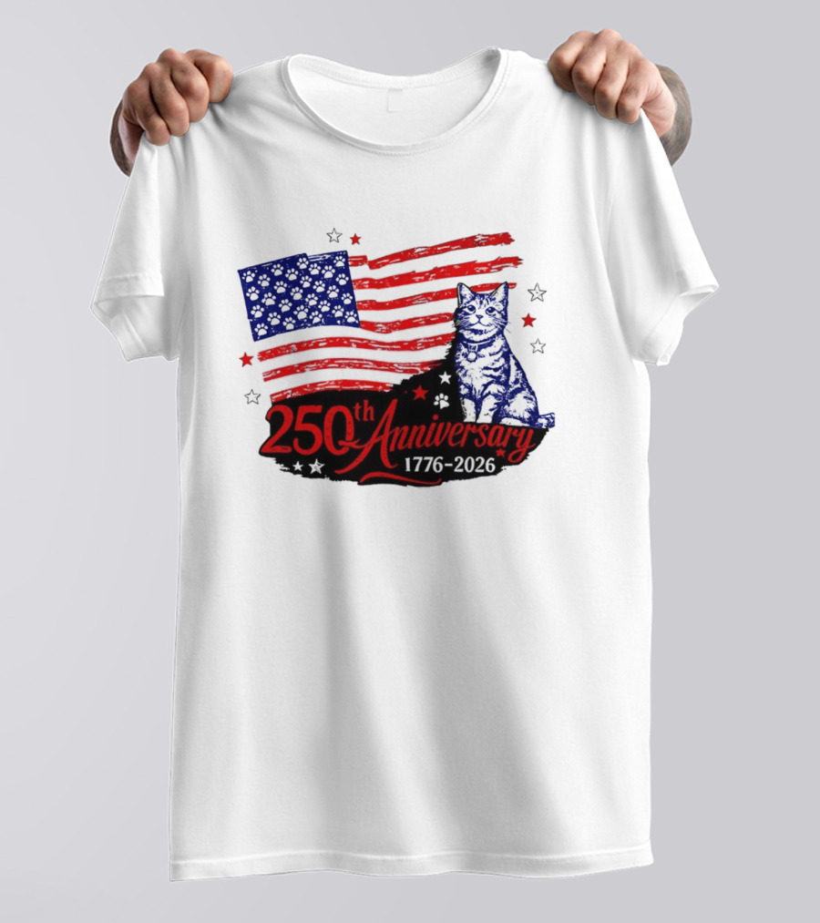 Abolish Ice Defund Resist Protest Cat With 250th Anniversary 1776 2026 USA Flag T-Shirt