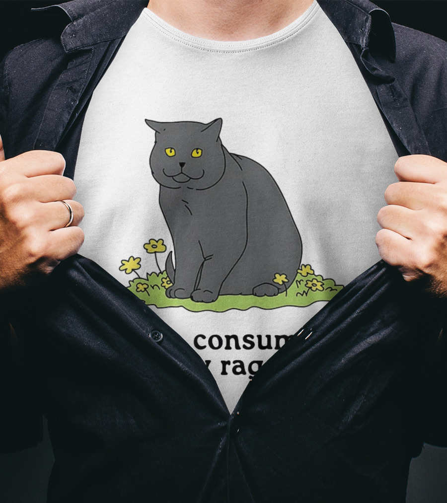 Cat I Am Consumed By Rage Sitting With Yellow Flowers T-Shirt