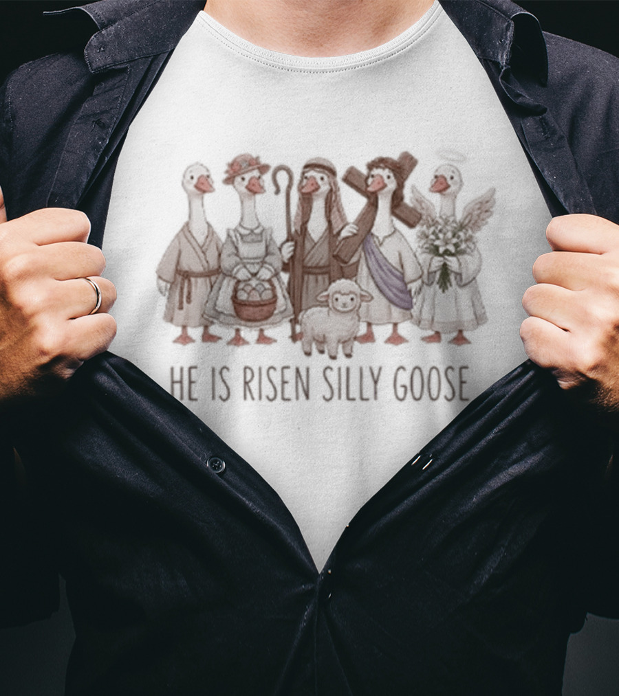 He Is Risen Silly Goose Christian Easter T-Shirt