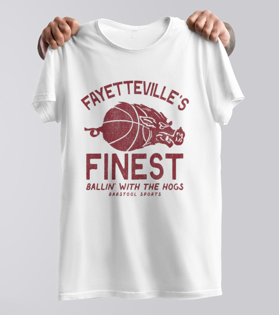 Fayetteville's Finest Ballin With The Hogs Barstool Sports Basketball Hog T-Shirt