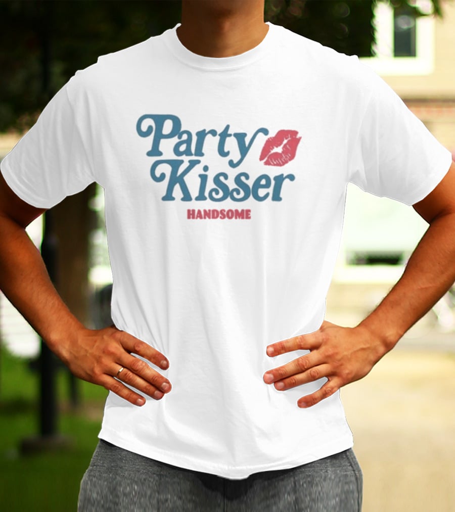 Handsome Party Kisser Lip Print T-Shirt