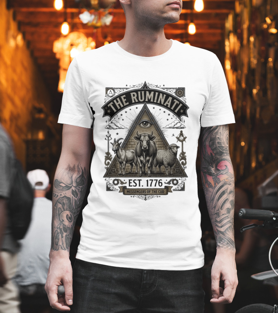 The Ruminati Est 1776 Messengers Of The Cud Eye Triangle Cow Sheep Goat T-Shirt