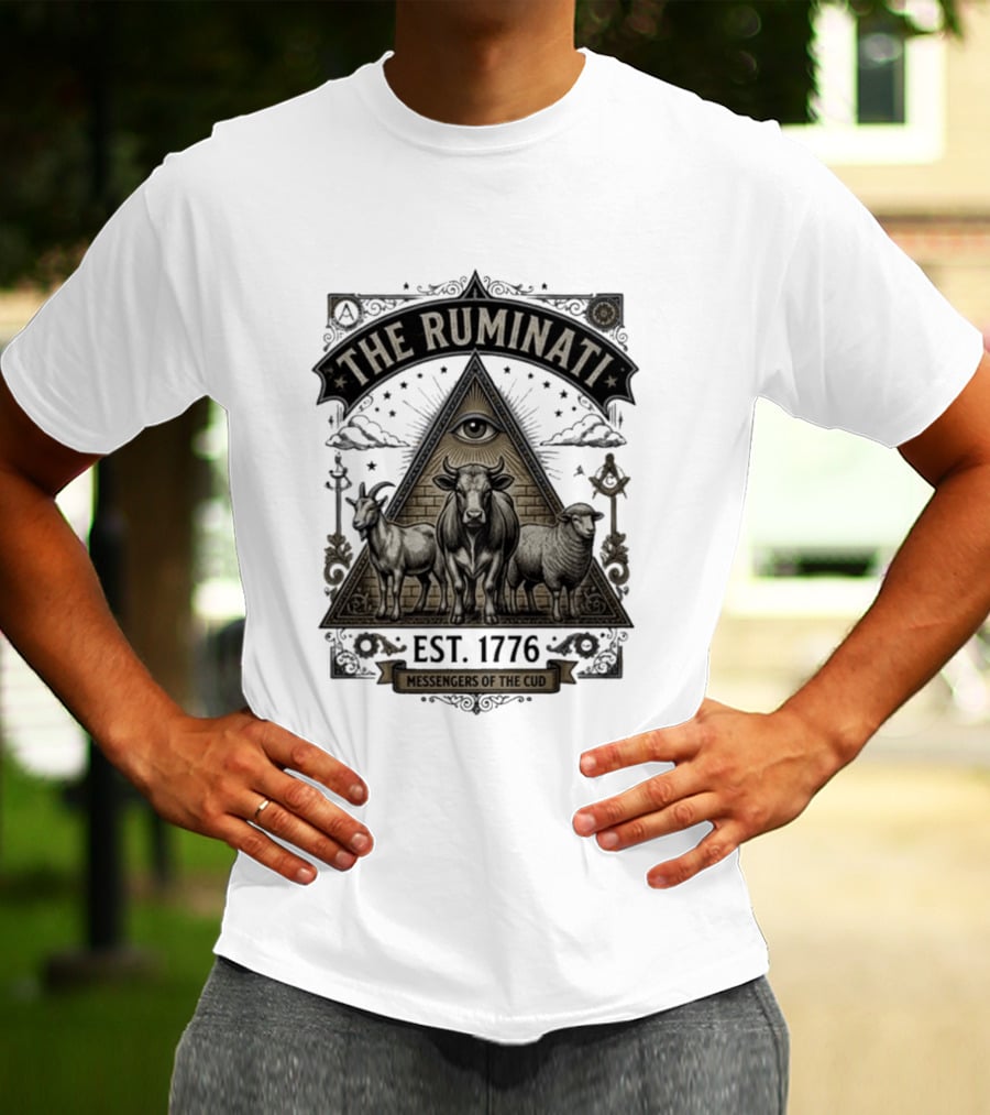 The Ruminati Est 1776 Messengers Of The Cud Eye Triangle Cow Sheep Goat T-Shirt