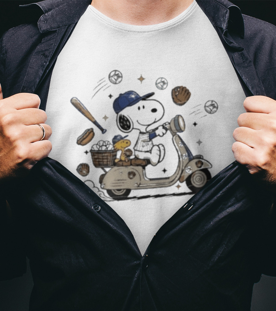 Toronto Blue Jays Snoopy Woodstock Scooter Adventure Baseball T-Shirt