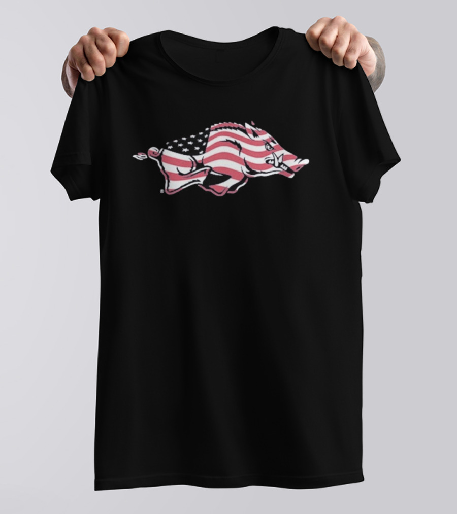 Arkansas Razorbacks USA Flag Hog T-Shirt