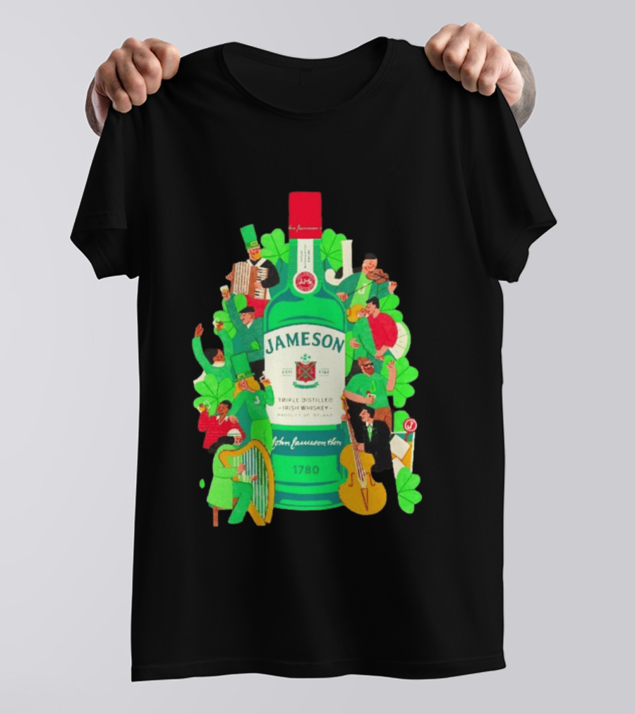 Jameson Triple Distilled Irish Whiskey 1780 St. Patrick's Day Celebration Bottle T-Shirt