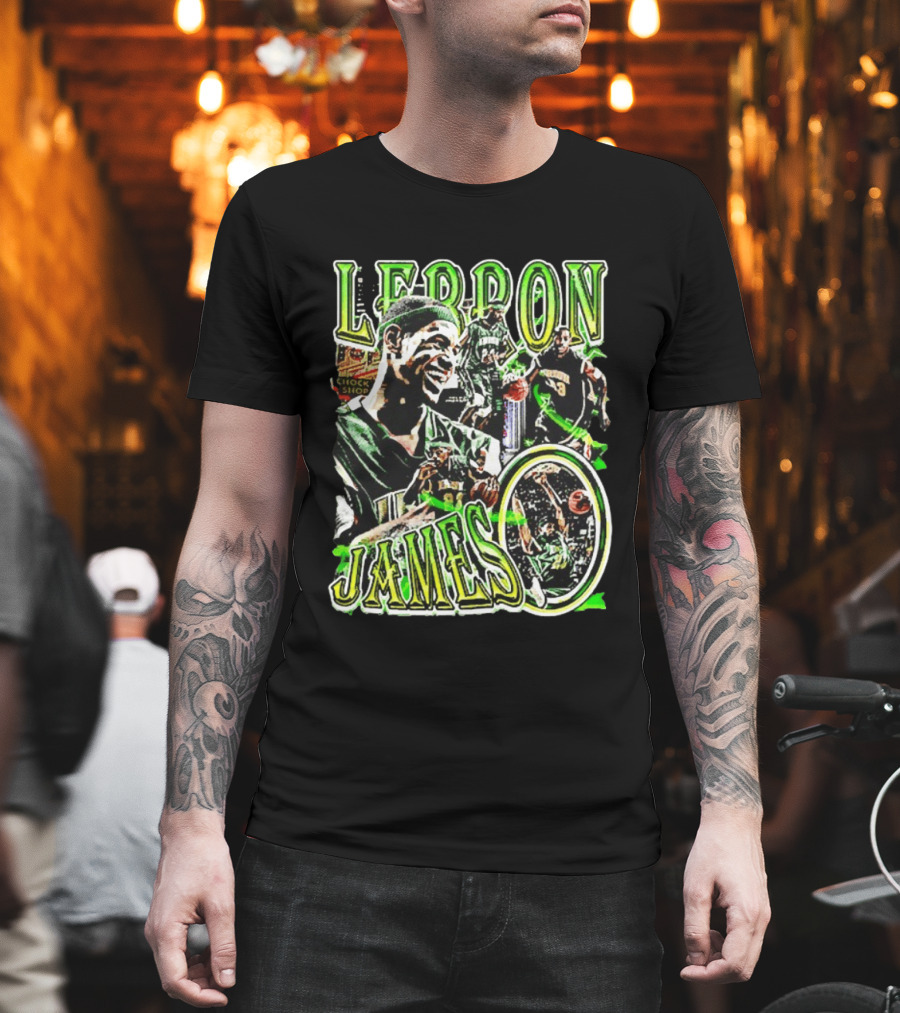 LeBron James Irish St. Patrick's Day Green Collage Basketball T-Shirt