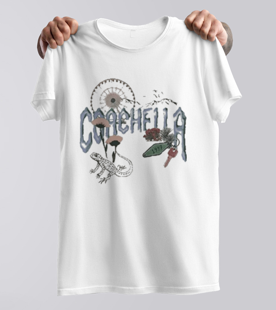 Coachella Desert Sunset Cactus Lizard T-Shirt