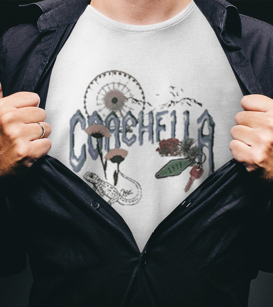 Coachella Desert Sunset Cactus Lizard T-Shirt