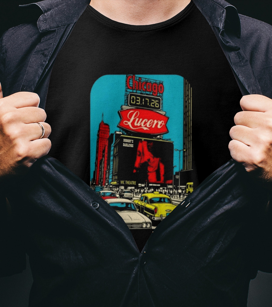 Chicago Lucero Tour March 17 2026 Vic Theatre Vintage Look T-Shirt