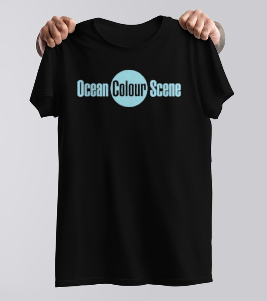 Ocean Colour Scene Band Name Text In Light Blue Circle T-Shirt