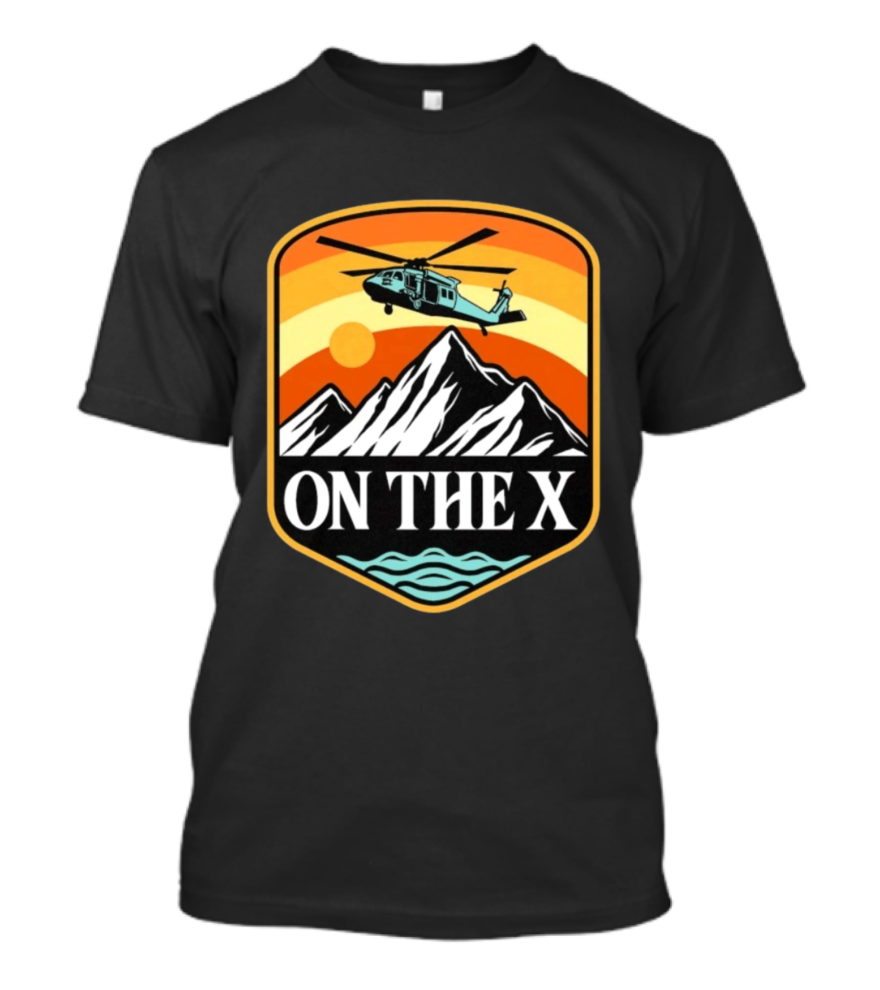 Otx Nation On The X Blackhawk Helicopter Mountain Sunset T-Shirt