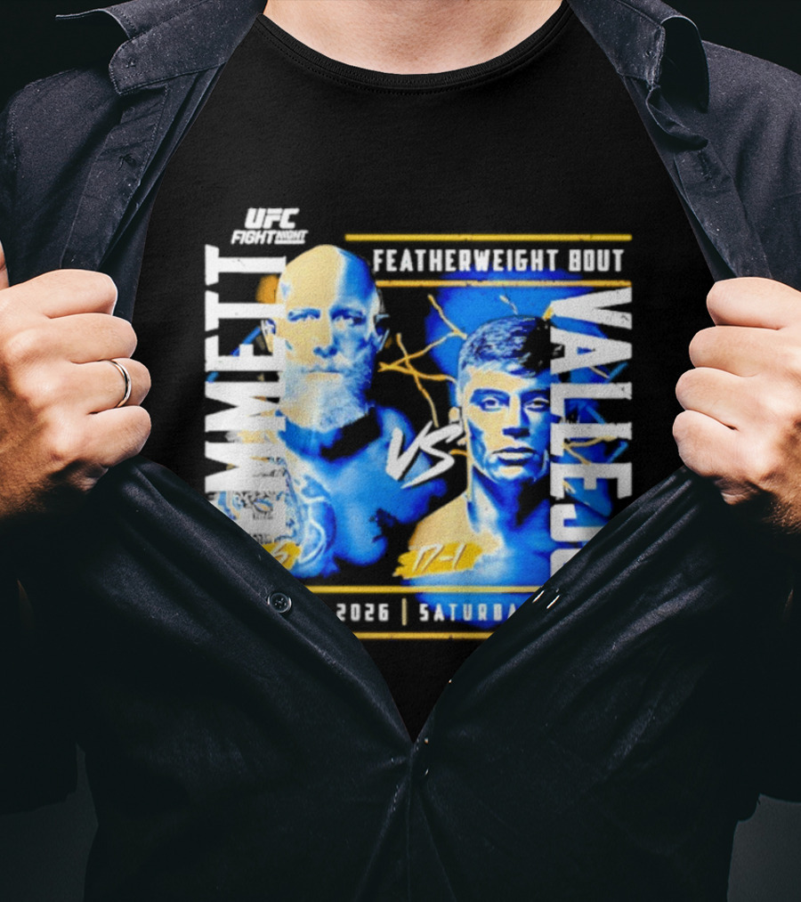 UFC Fight Night 2026 Featherweight Bout Emmett Vs Vallejos March 14 Saturday T-Shirt