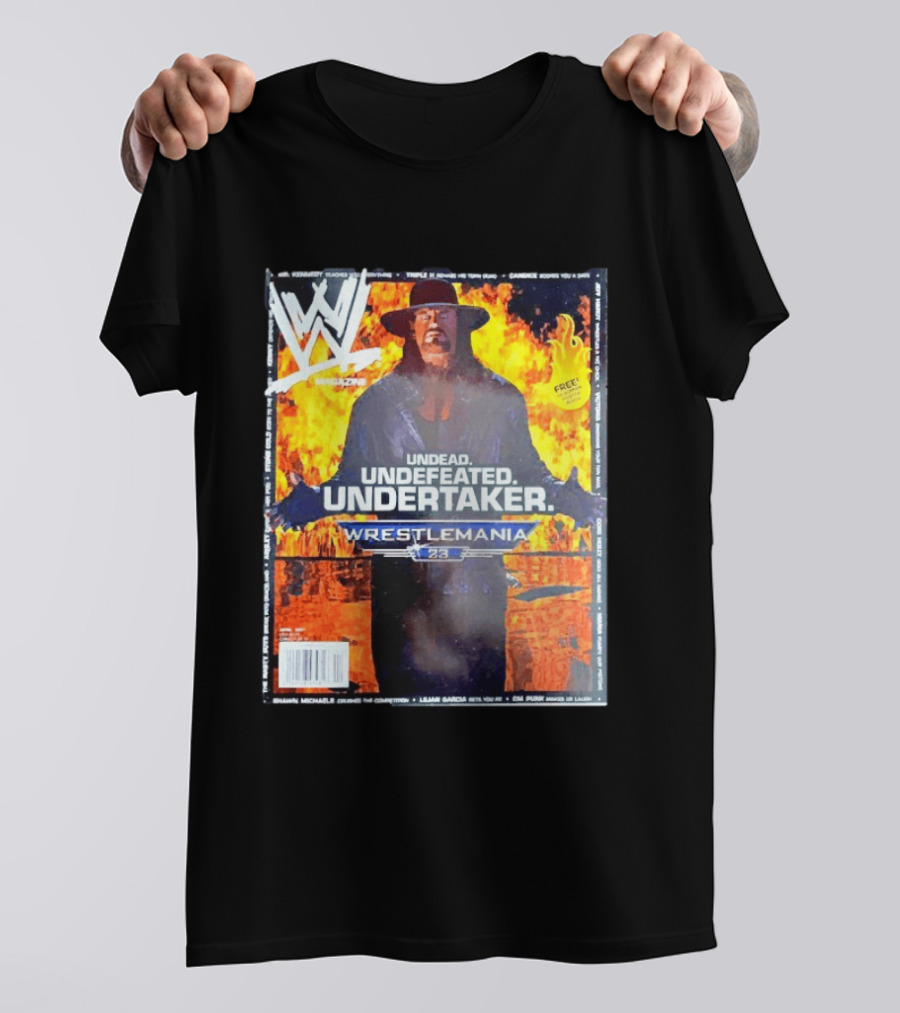 WWE Undead Undefeated Undertaker Wrestlemania 23 Magazine Cover T-Shirt