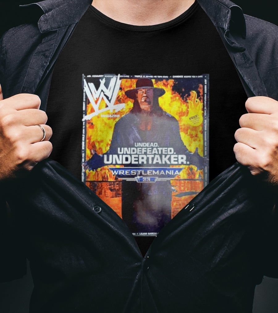 WWE Undead Undefeated Undertaker Wrestlemania 23 Magazine Cover T-Shirt