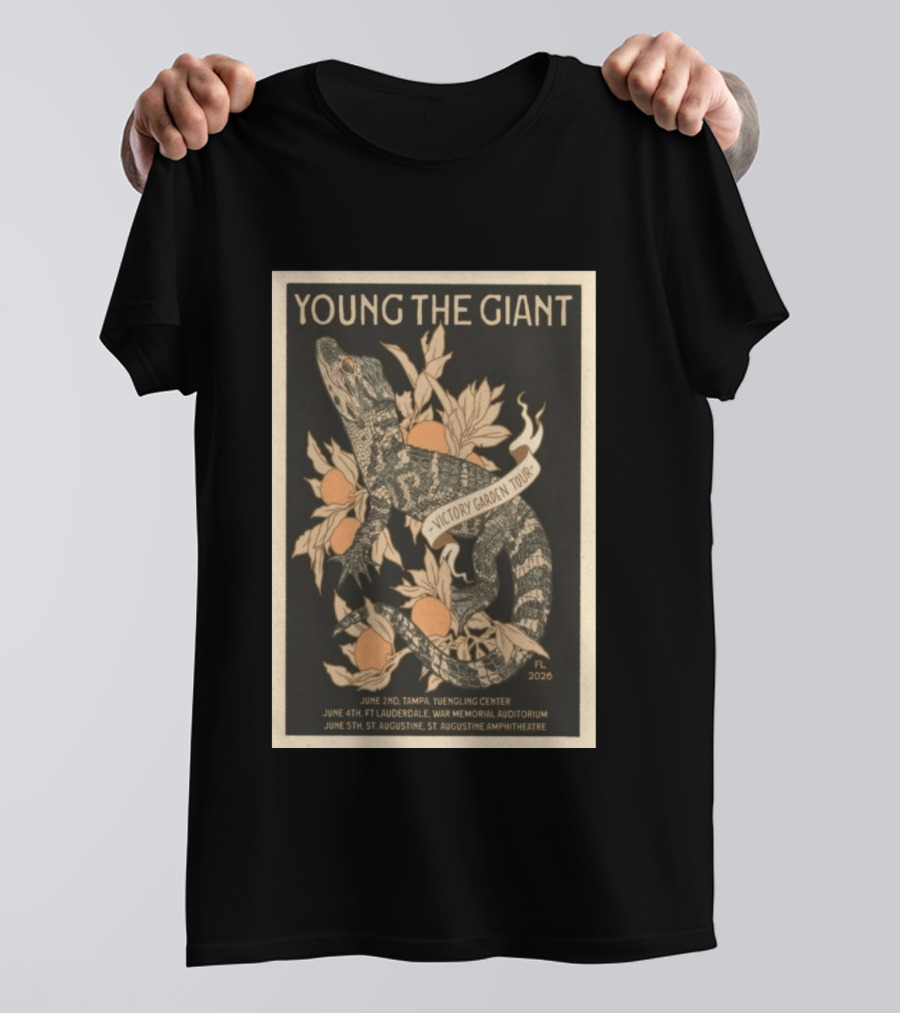 Young The Giant Victory Garden Tour 2026 Lizard And Oranges FL Tour Dates T-Shirt