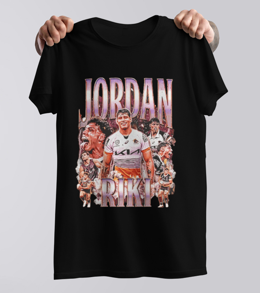 Jordan Riki Brisbane Broncos NRL Rugby Player Action Collage T-Shirt