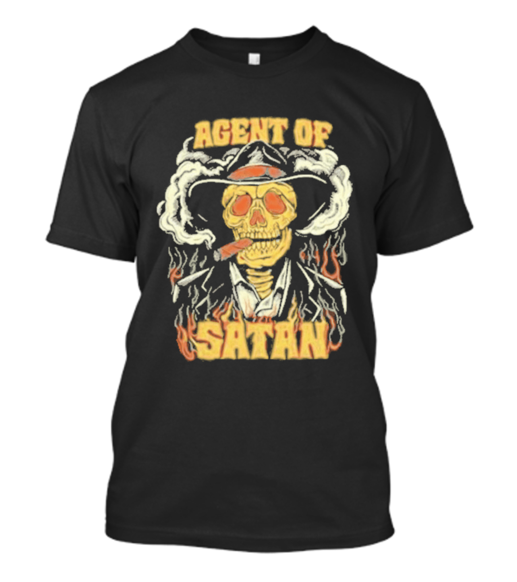 Agent Of Satan Flaming Skull With Cigar T-Shirt