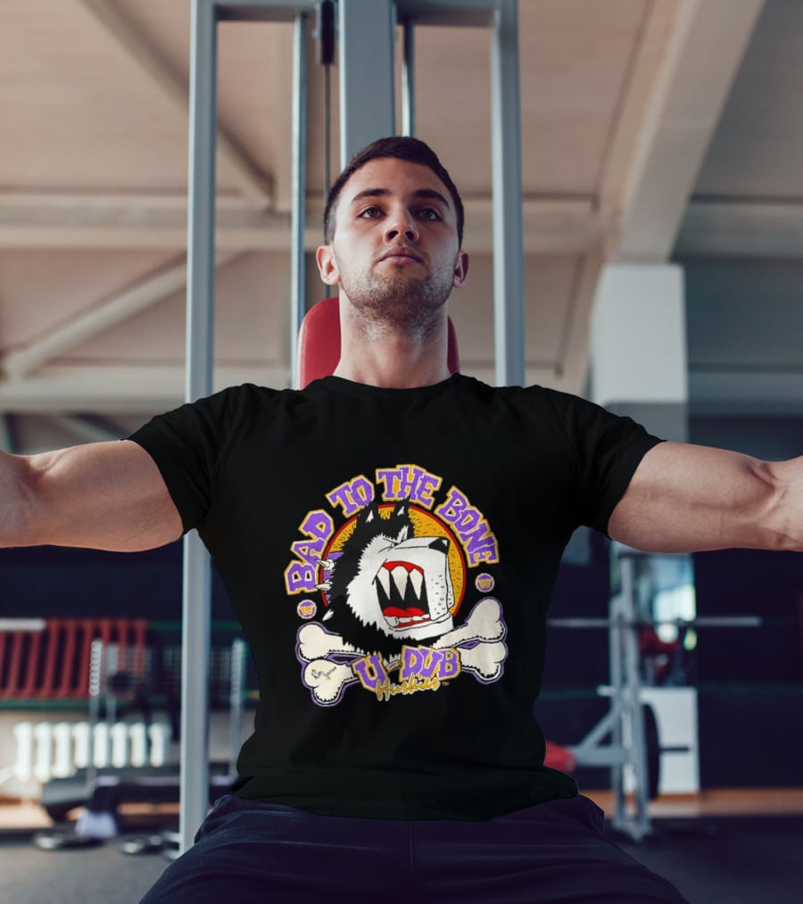 Bad To The Bone U Dub Washington Huskies Dog Bones 1991 T-Shirt