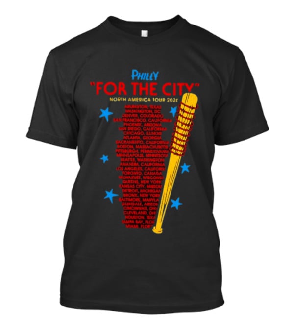 Philly For The City North America Tour 2026 Baseball Bat And Stars T-Shirt